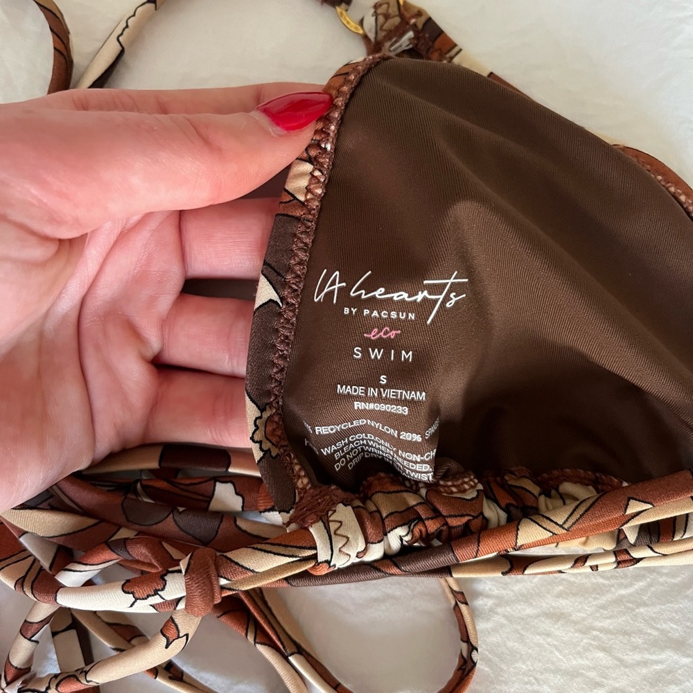LA Hearts PacSun Eco Brown Lani Ring Tied Bikini - Picture 6 of 6